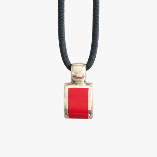 Red Enamel Sterling Silver Pendant